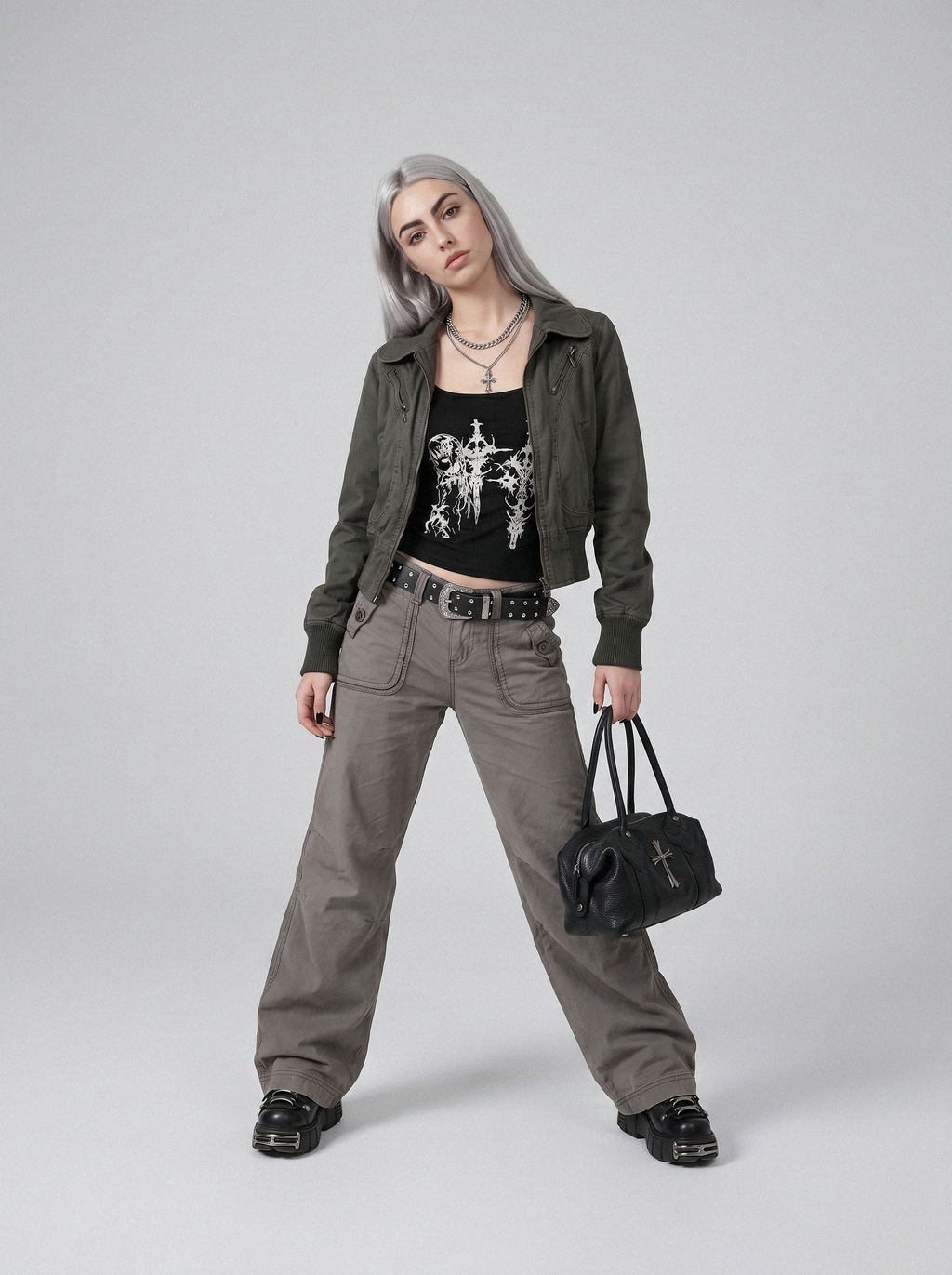 Cropped Aviator Bomber Jacket - side view