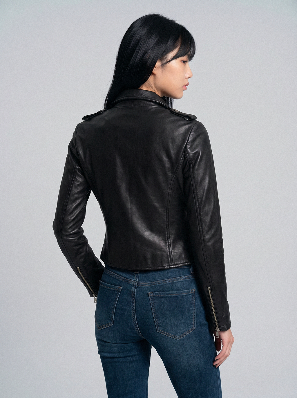 Epaulette Slim Moto Jacket - back view