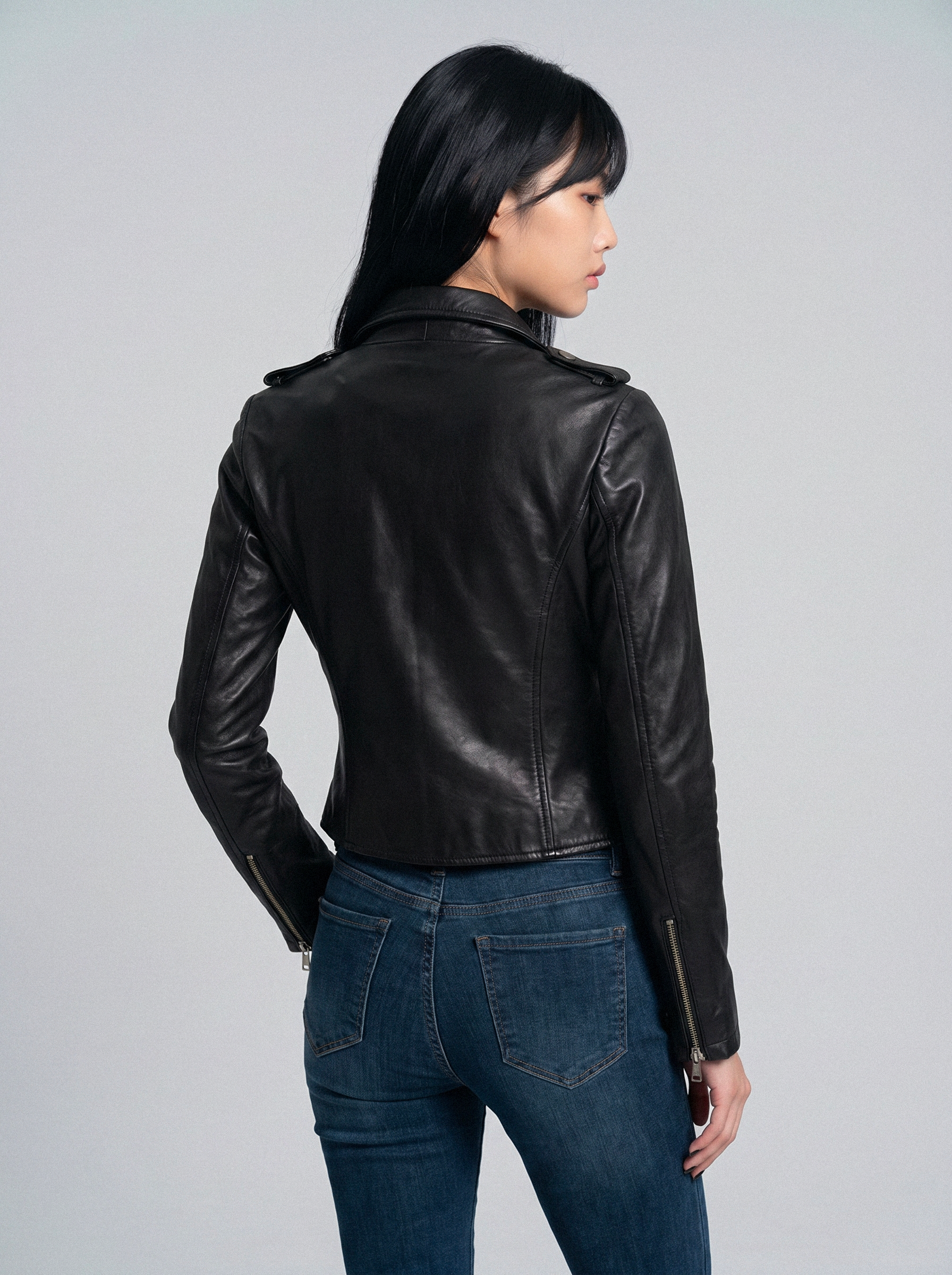 Epaulette Slim Moto Jacket - back view