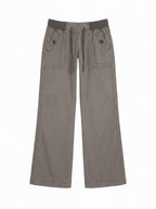 Drawstring Waist Flare Cargo Pants