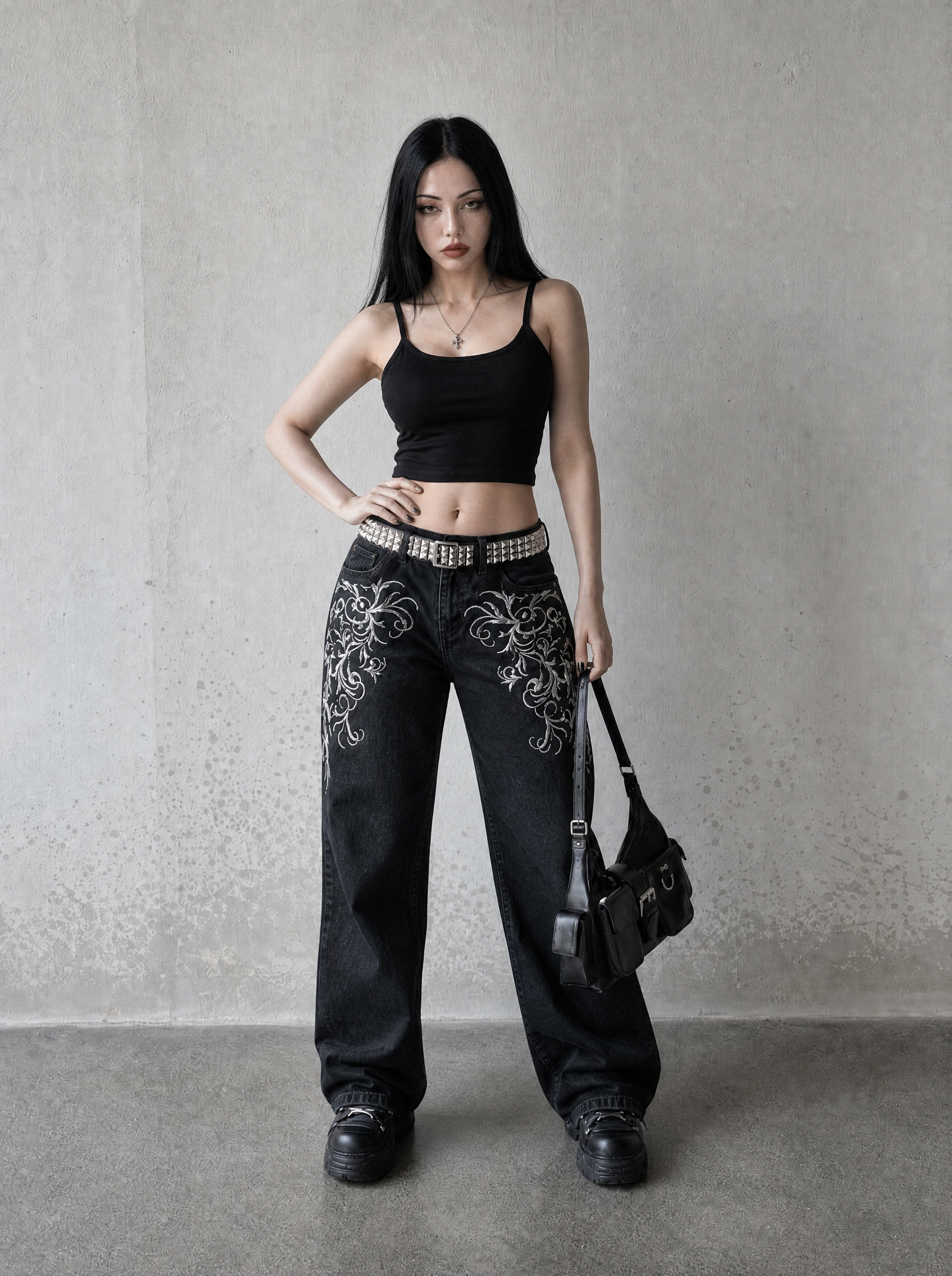 WINGED CROSS BAGGY JEANS