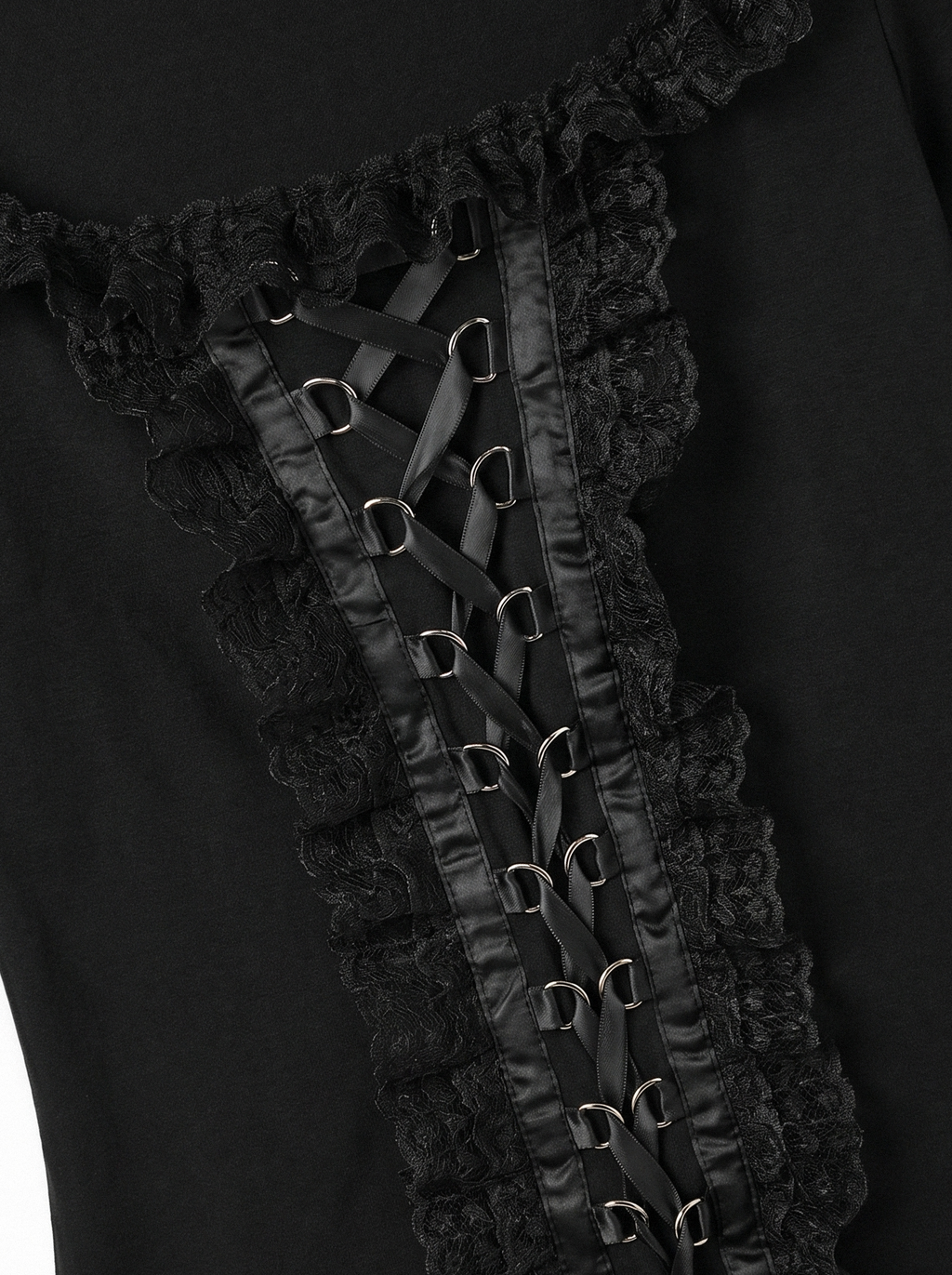 LACE-UP RUFFLE TRIM TOP