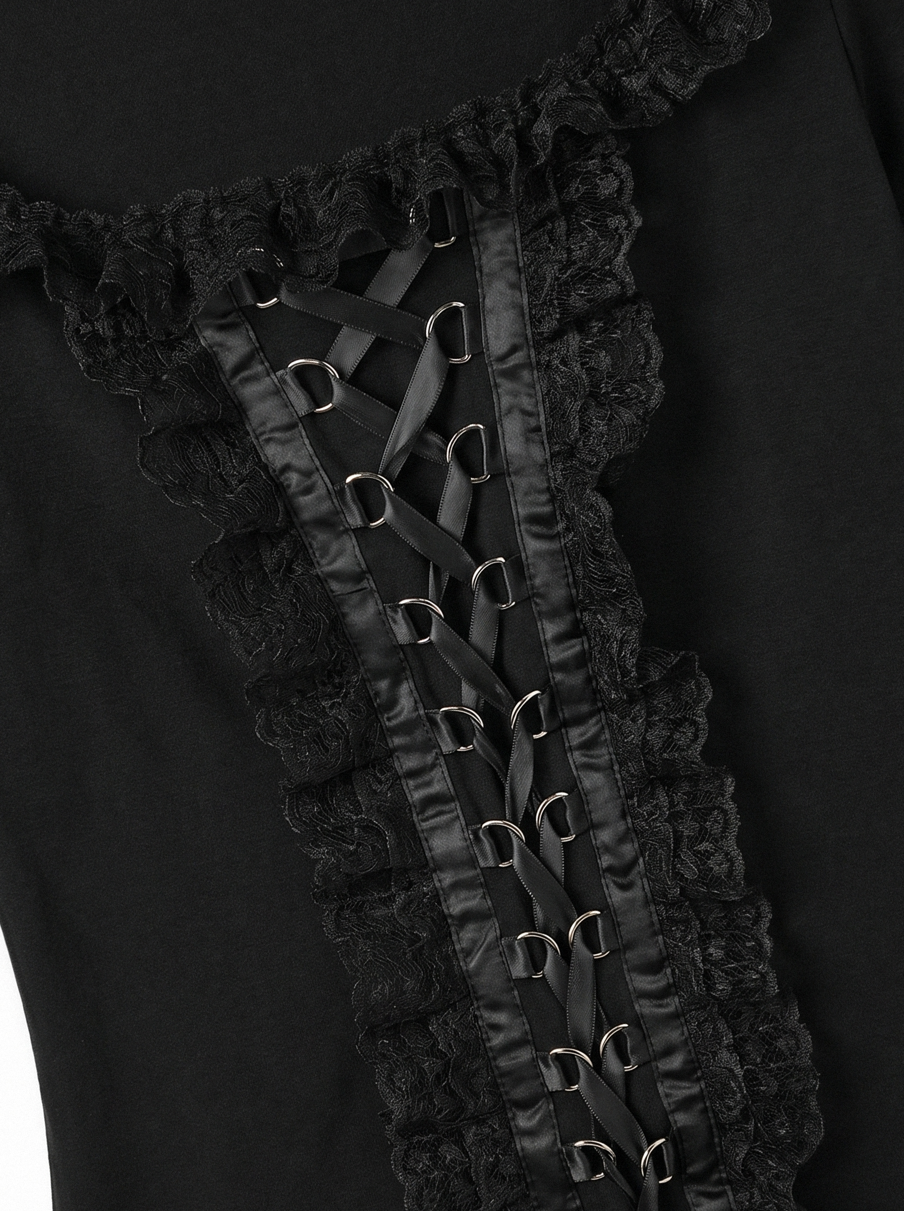 LACE-UP RUFFLE TRIM TOP