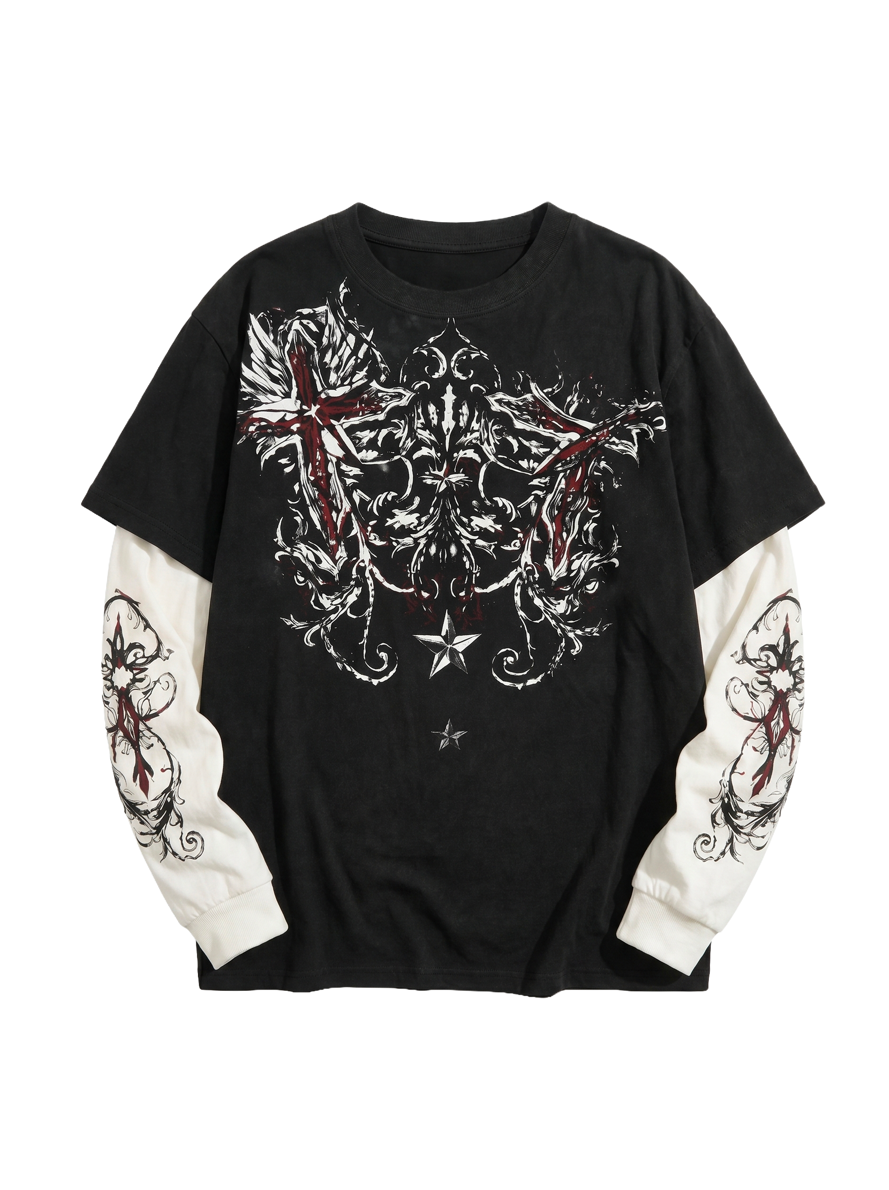 GOTHIC CROSS LAYERED LONGSLEEVE