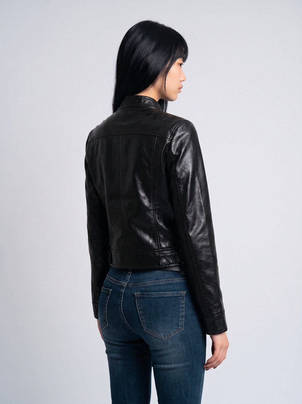 Bolero Cropped Faux Leather Jacket - back view