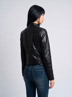 Bolero Cropped Faux Leather Jacket - back view