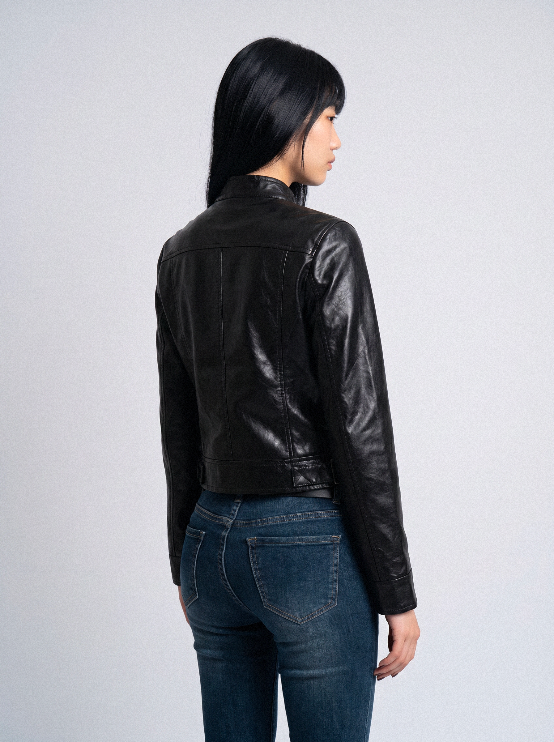 Bolero Cropped Faux Leather Jacket - back view