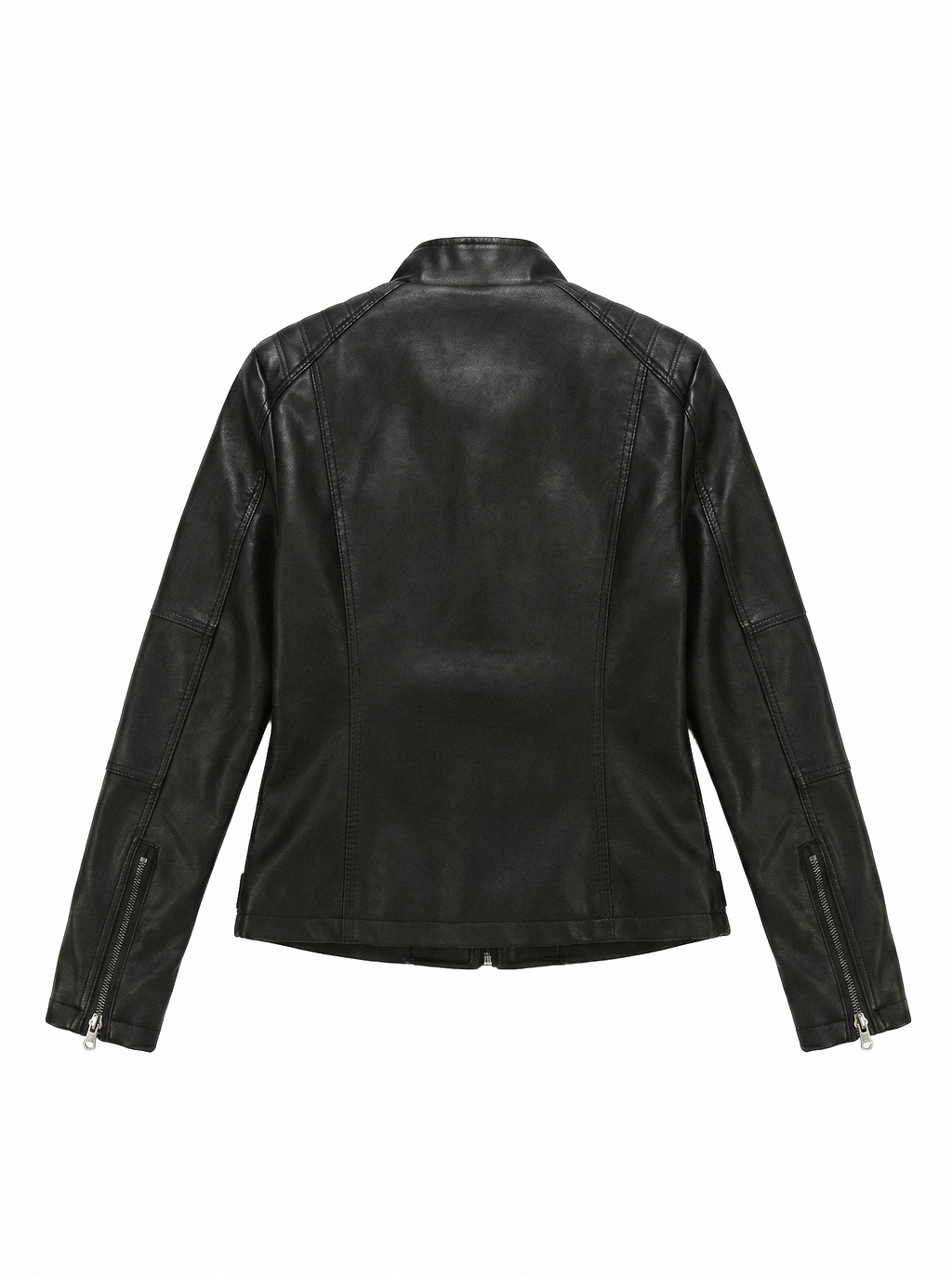 Ribbed Shoulder Slim Moto Jacket - detail view