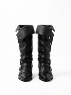 Buckle Strap Foldover Knight Boots - back view