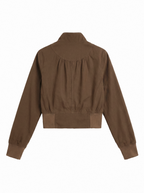 Cocoa Cropped Utility Bomber - back view