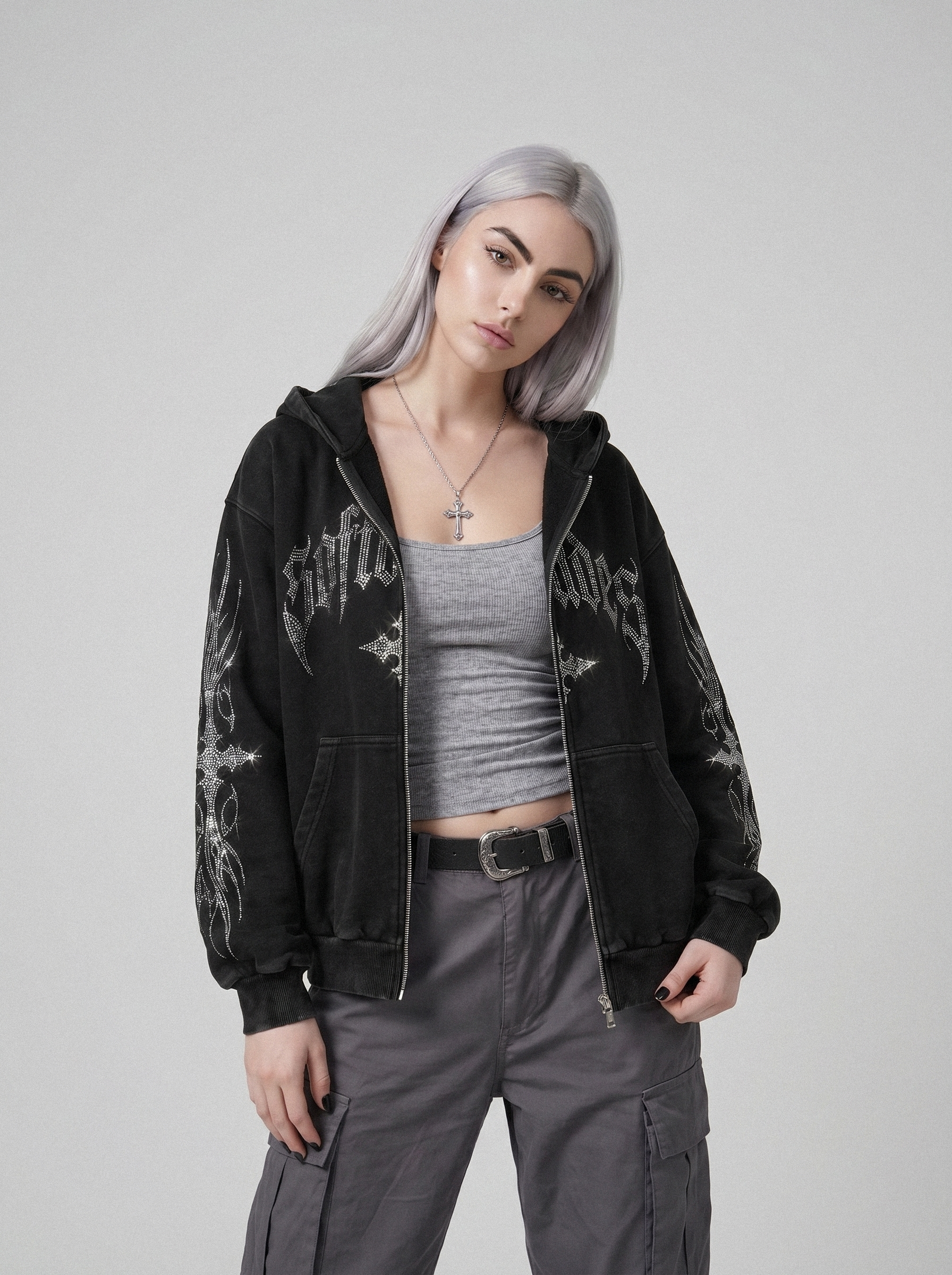 SOFTBLADES WORDMARK ZIPPER SWEATSHIRT