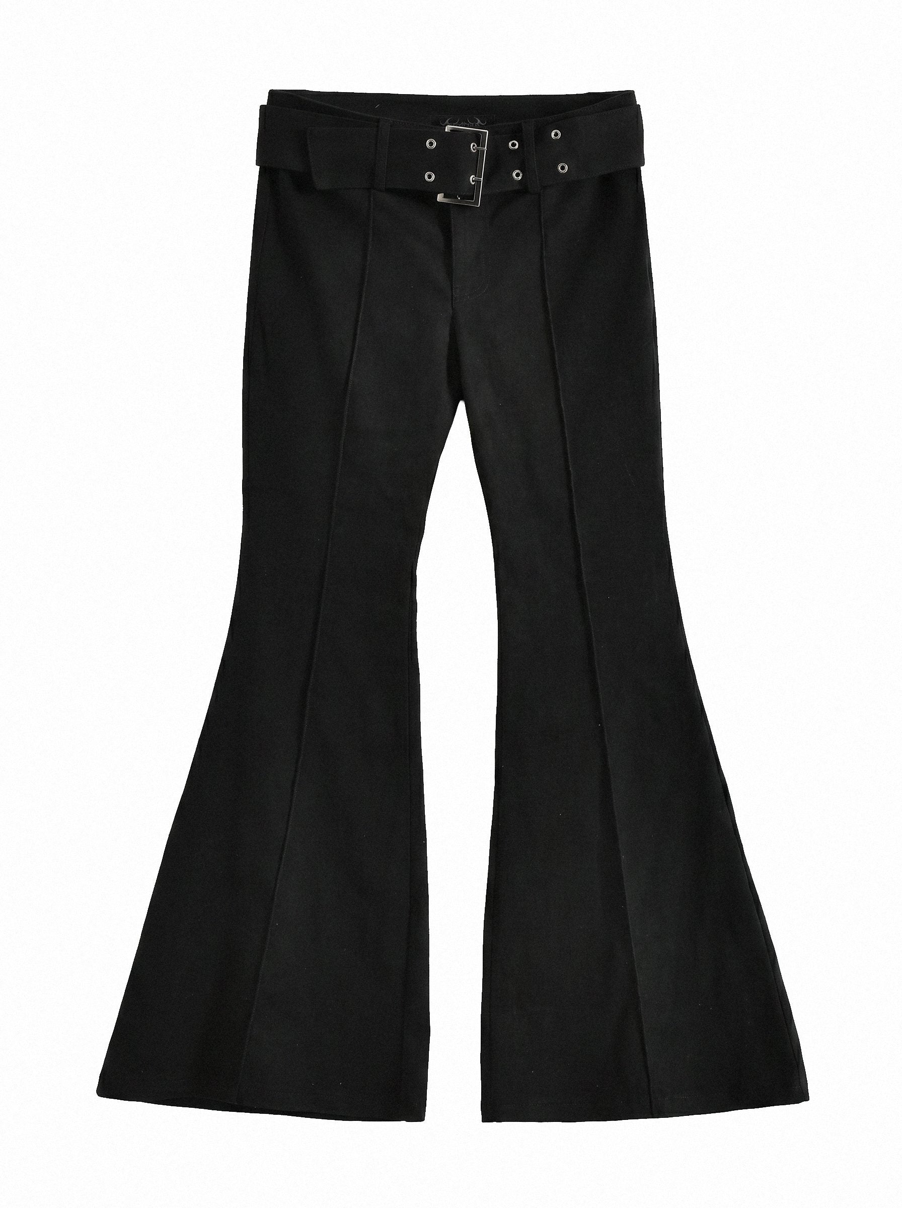 Eyelet Belt Flare Pants