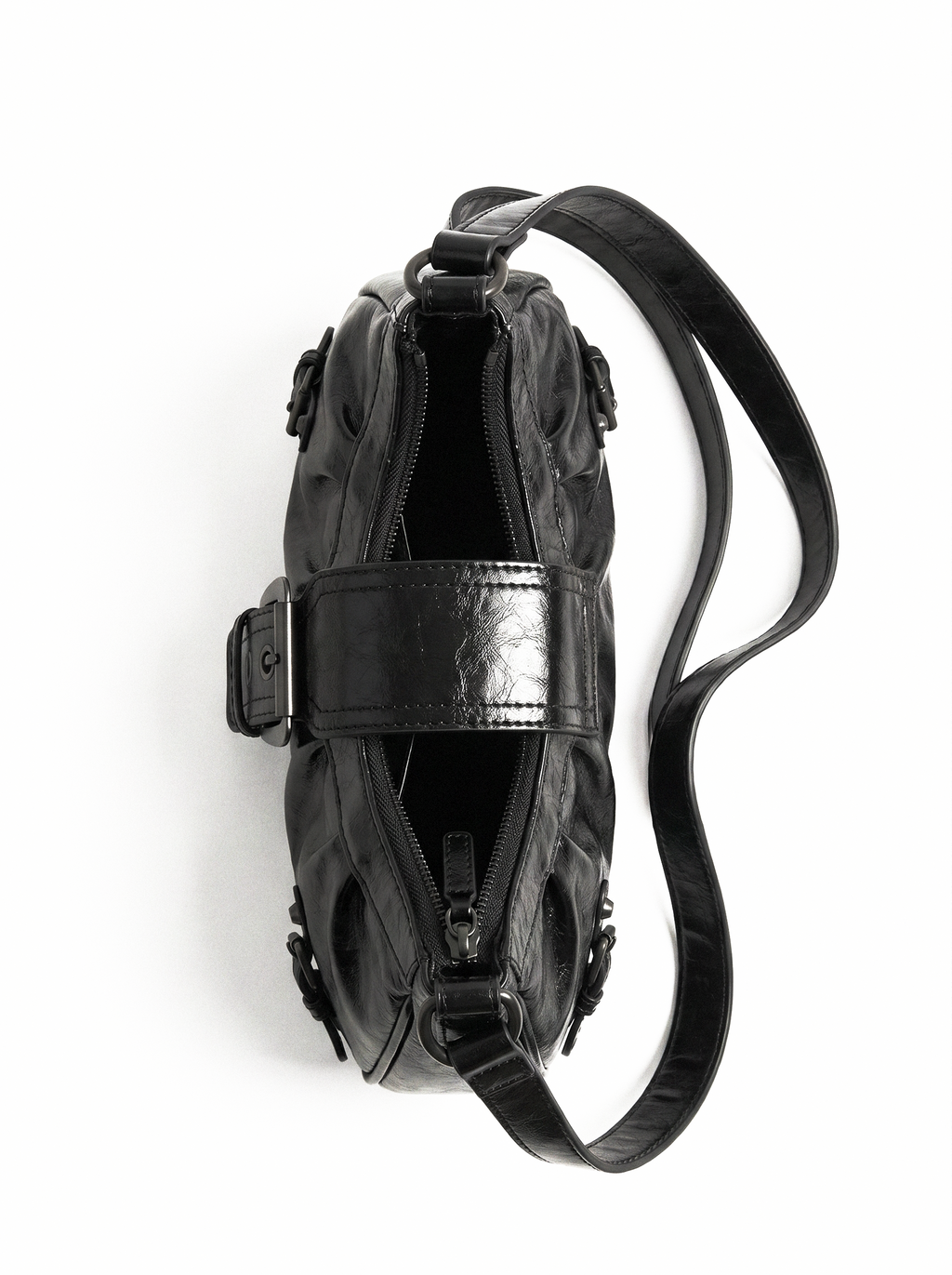 Pleated Buckle Shoulder Bag - side view