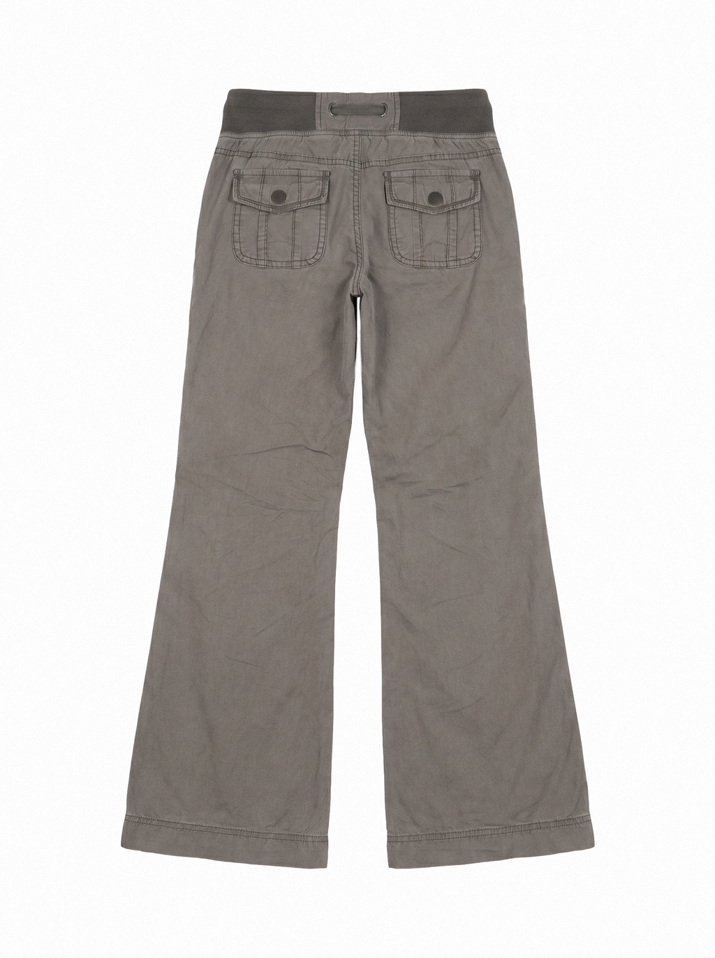 Drawstring Waist Flare Cargo Pants - side view