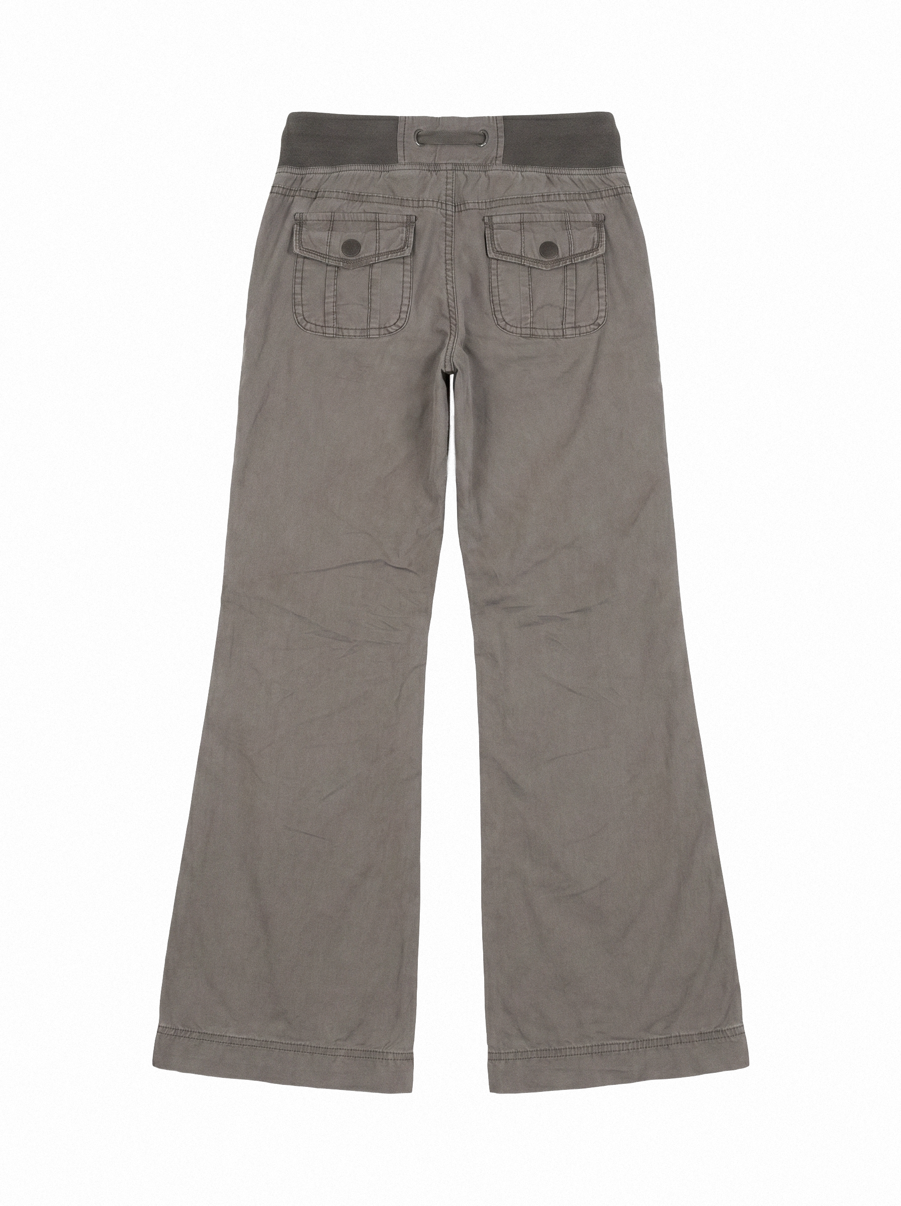 Drawstring Waist Flare Cargo Pants