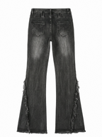 Frayed Seam Flare Jeans - side view