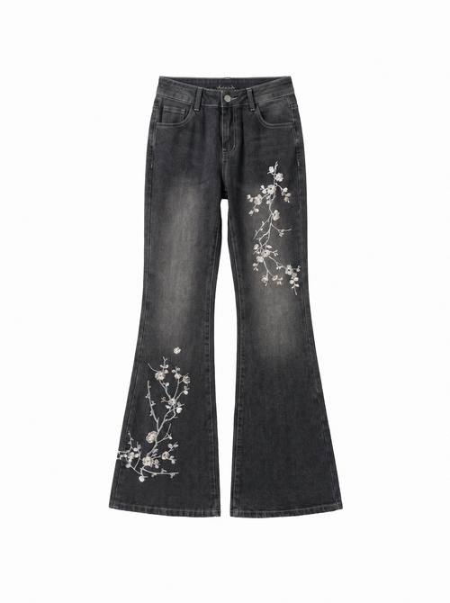 Cherry Blossom Embroidered Flare Jeans - main photo