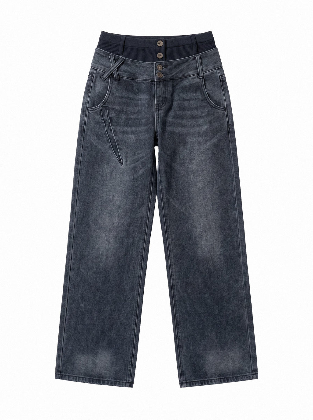 Foldover Waist Bootcut Jeans