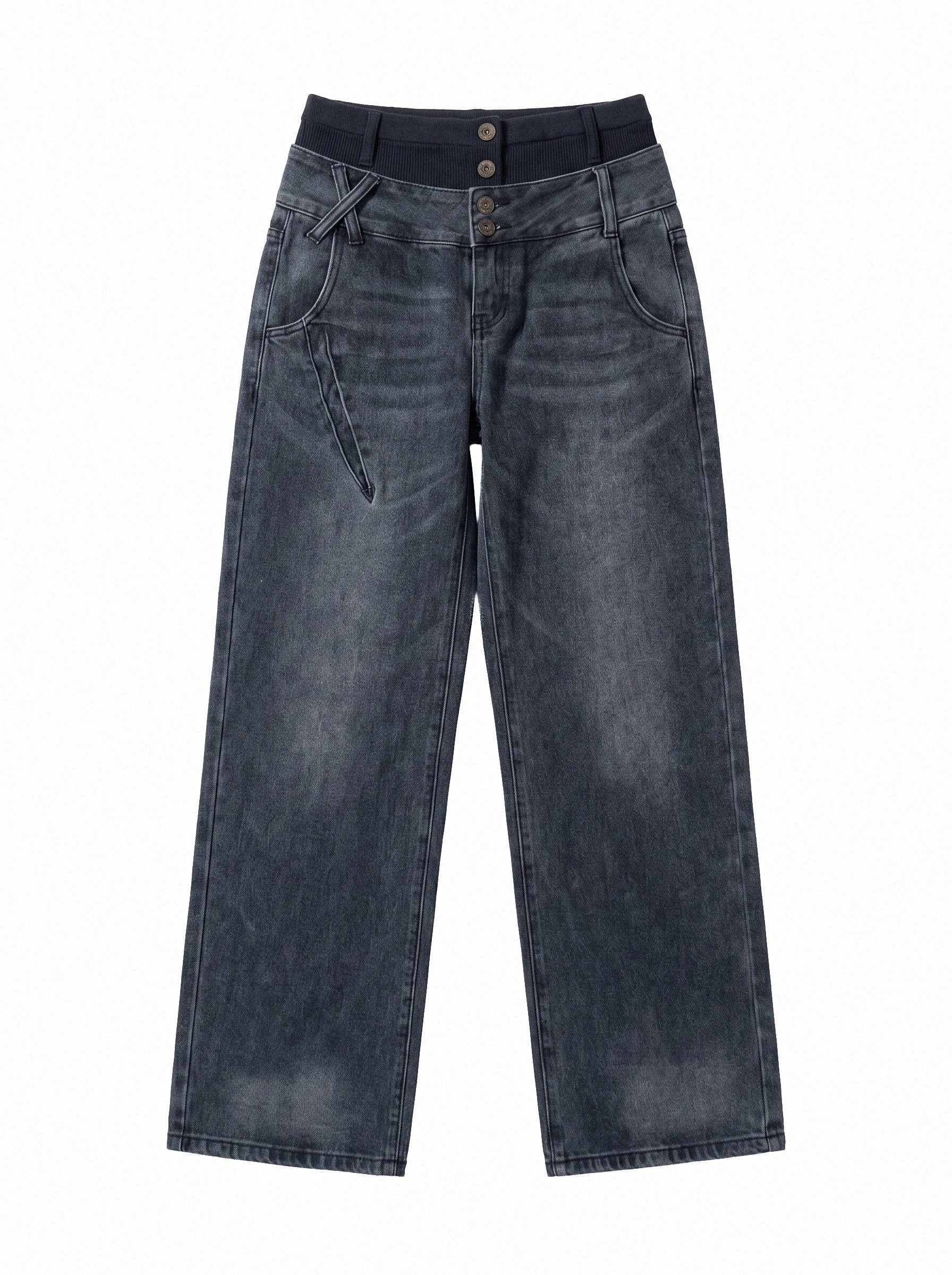 Foldover Waist Bootcut Jeans