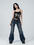 Stonewashed Low Rise Bootcut Jeans - detail view