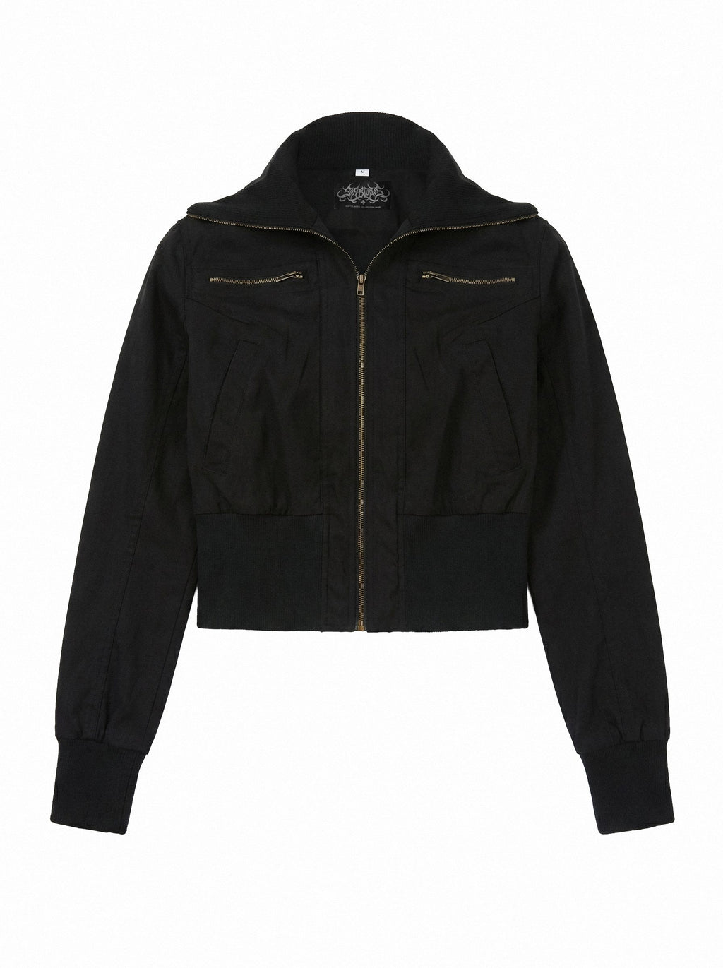Funnel Neck Cropped Bomber Jacket
