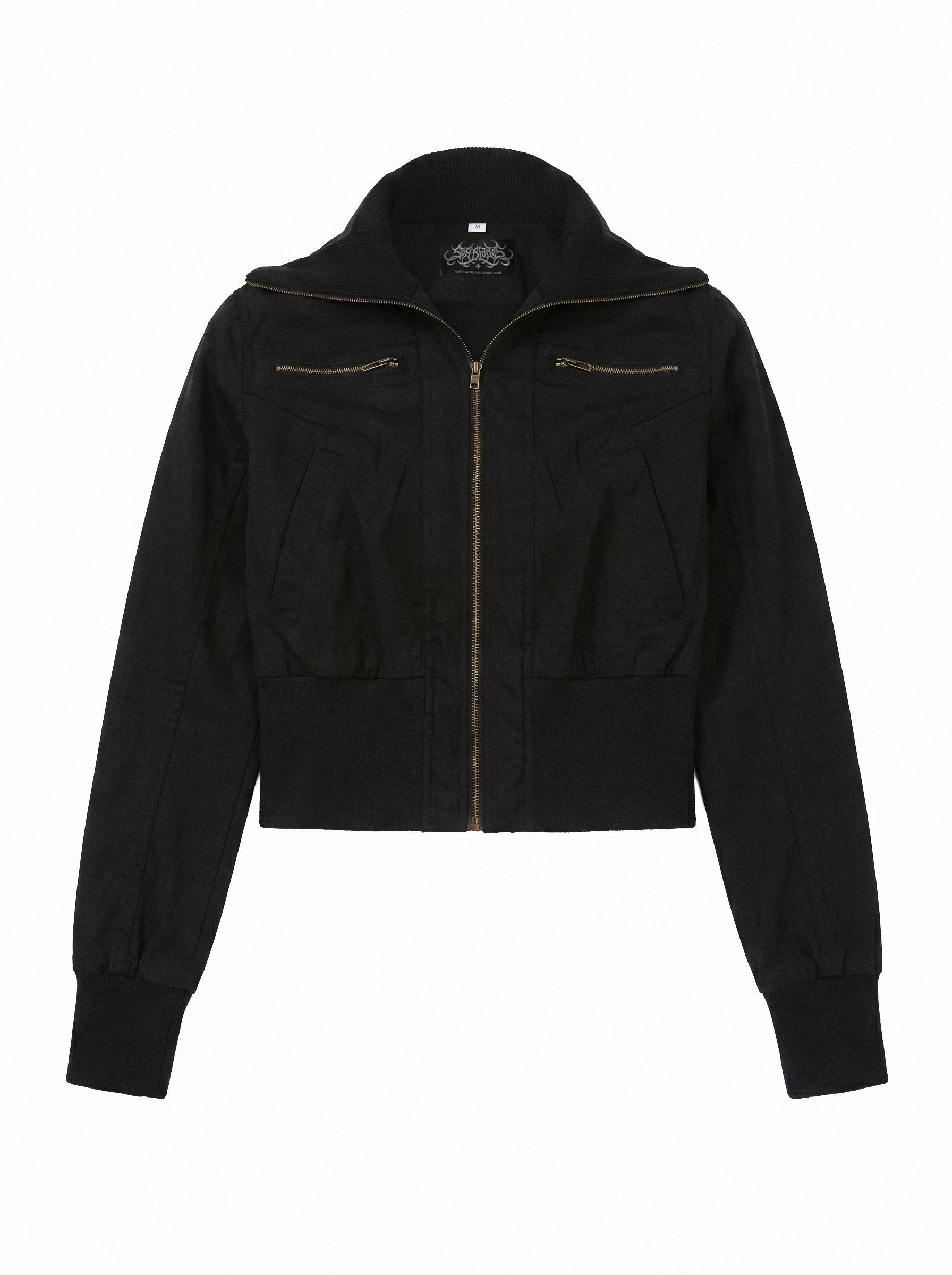 Funnel Neck Cropped Bomber Jacket