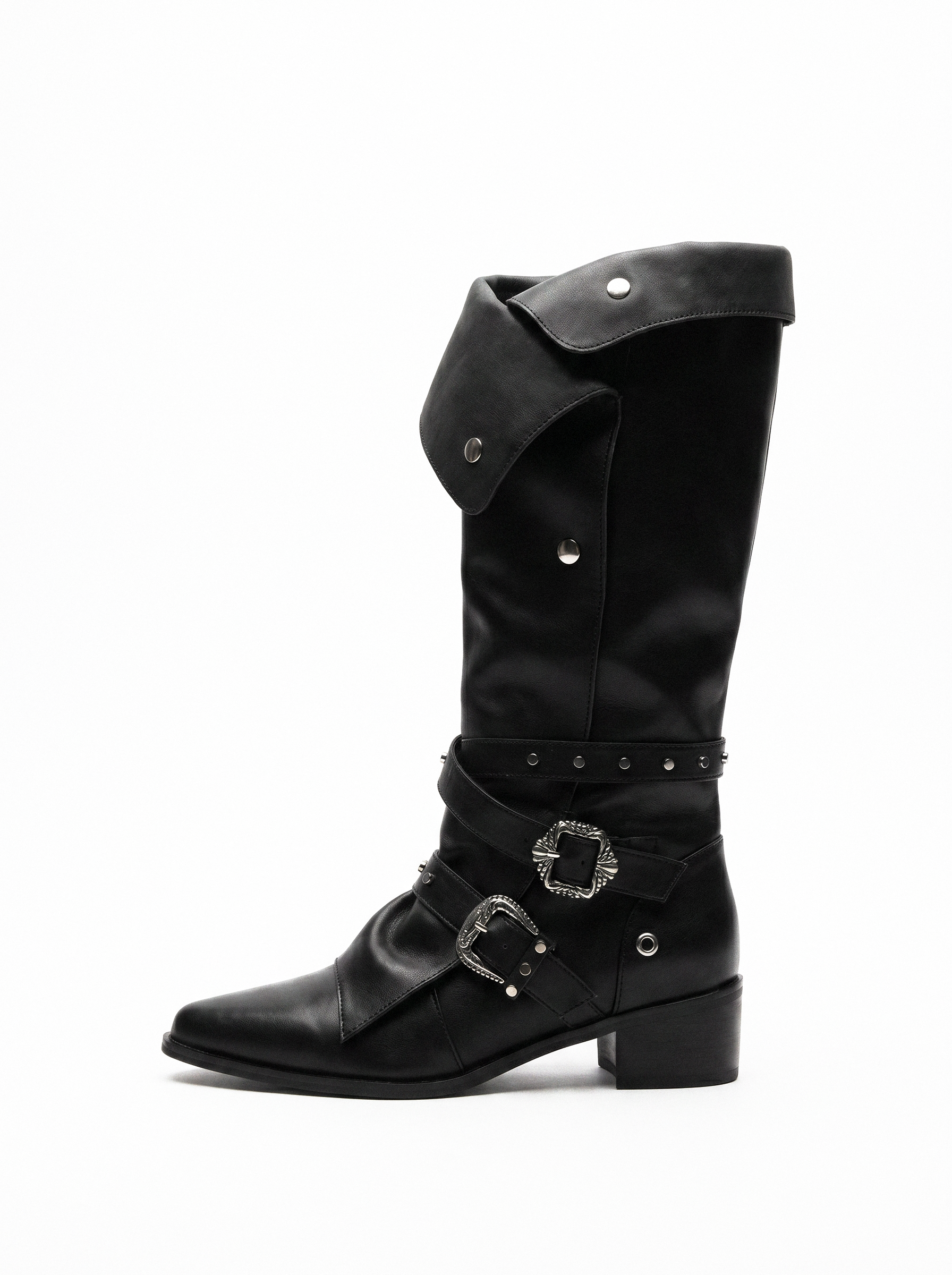 Buckle Strap Foldover Knight Boots - main photo