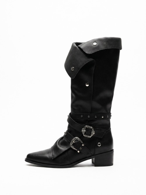 Buckle Strap Foldover Knight Boots - main photo