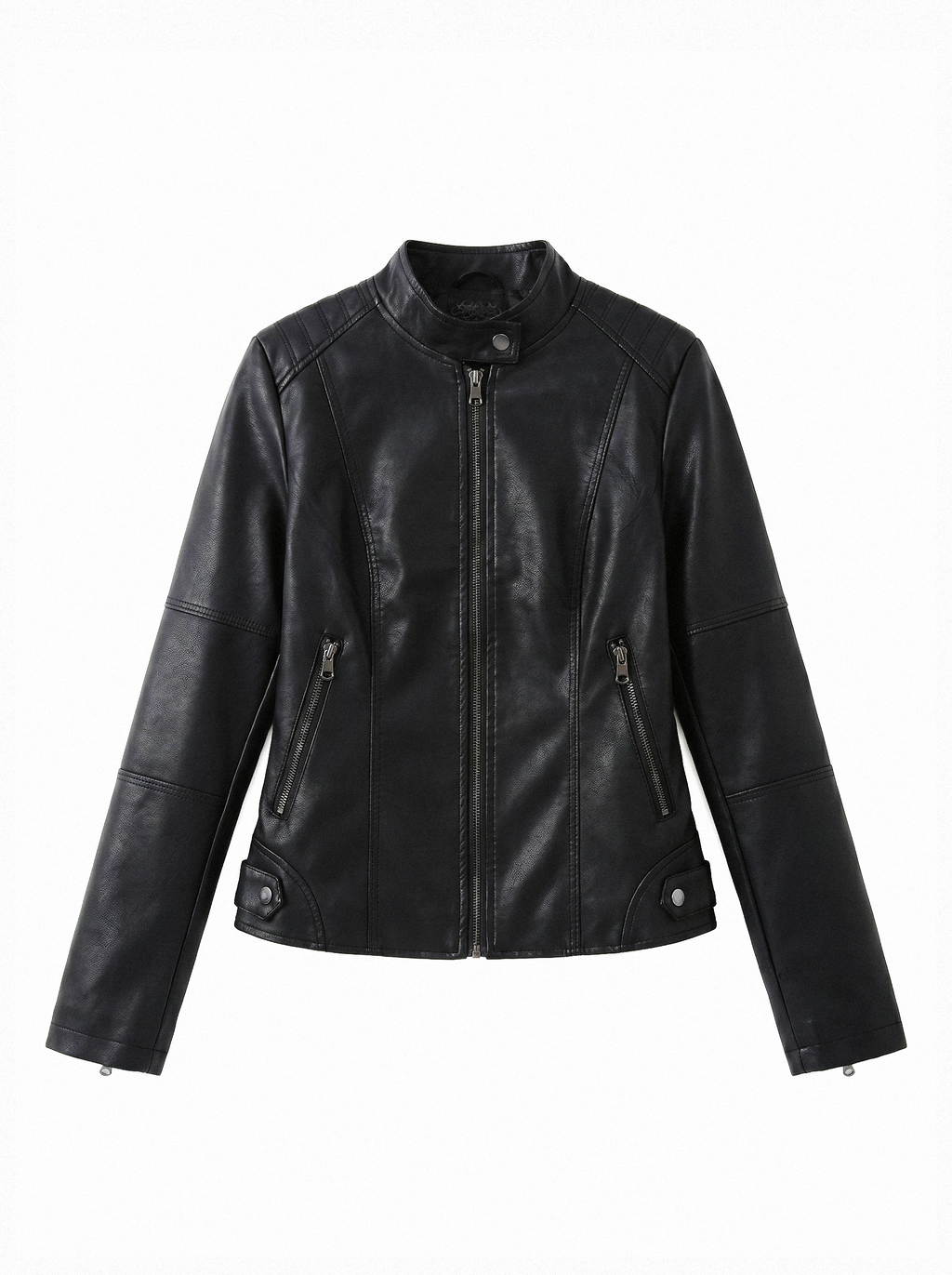 Ribbed Shoulder Slim Moto Jacket - main photo