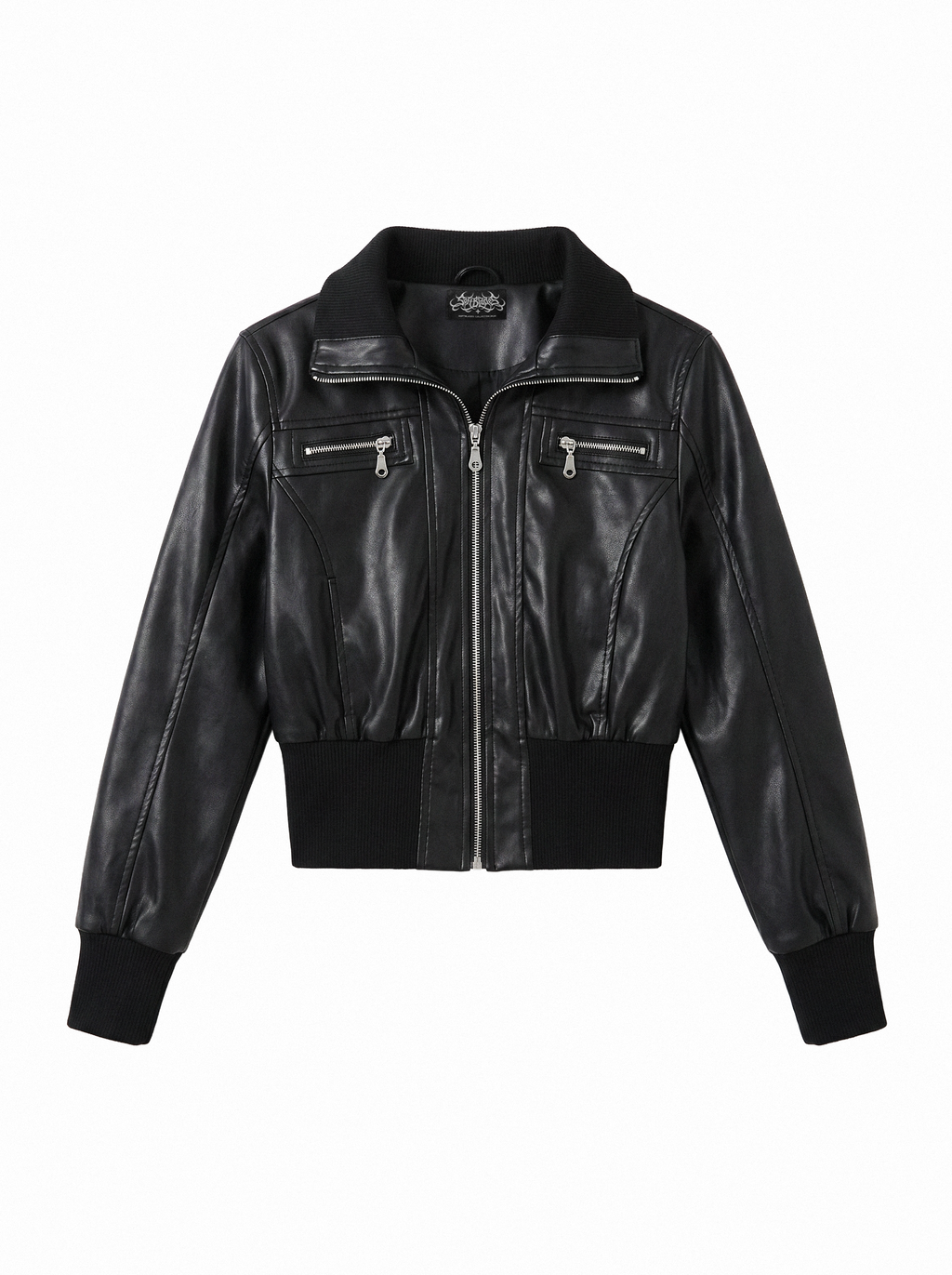 Cropped Bomber Faux Leather Jacket - main photo