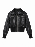 Cropped Bomber Faux Leather Jacket - main photo