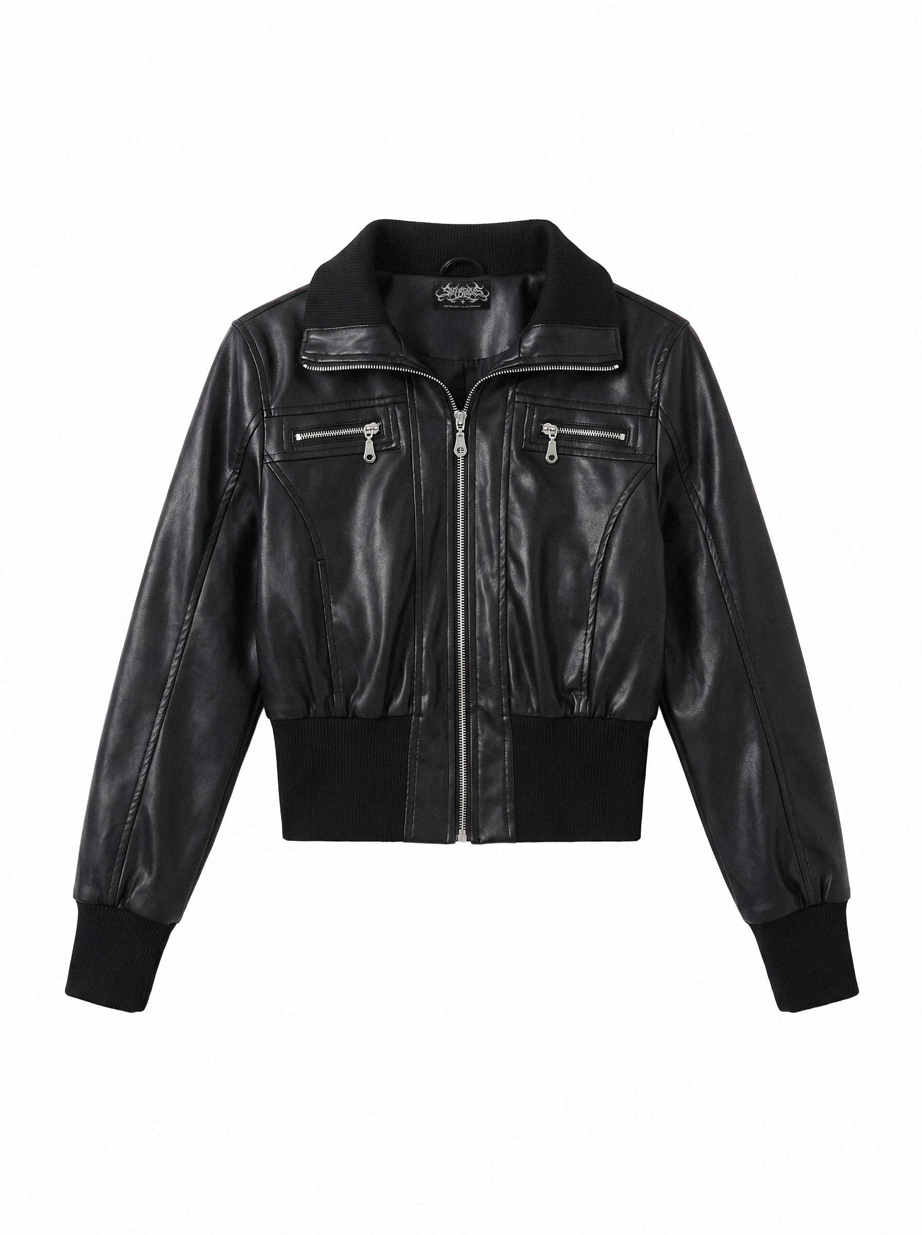 Cropped Bomber Faux Leather Jacket - main photo