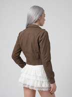 Cocoa Cropped Utility Bomber - side view