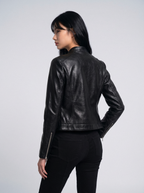 Belted Hem Slim Moto Jacket - back view