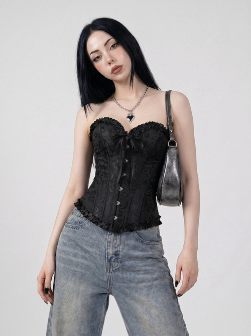 BOW FRONT BROCADE CORSET TOP
