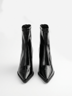 Patent Pointed Stiletto Ankle Boots - detail view