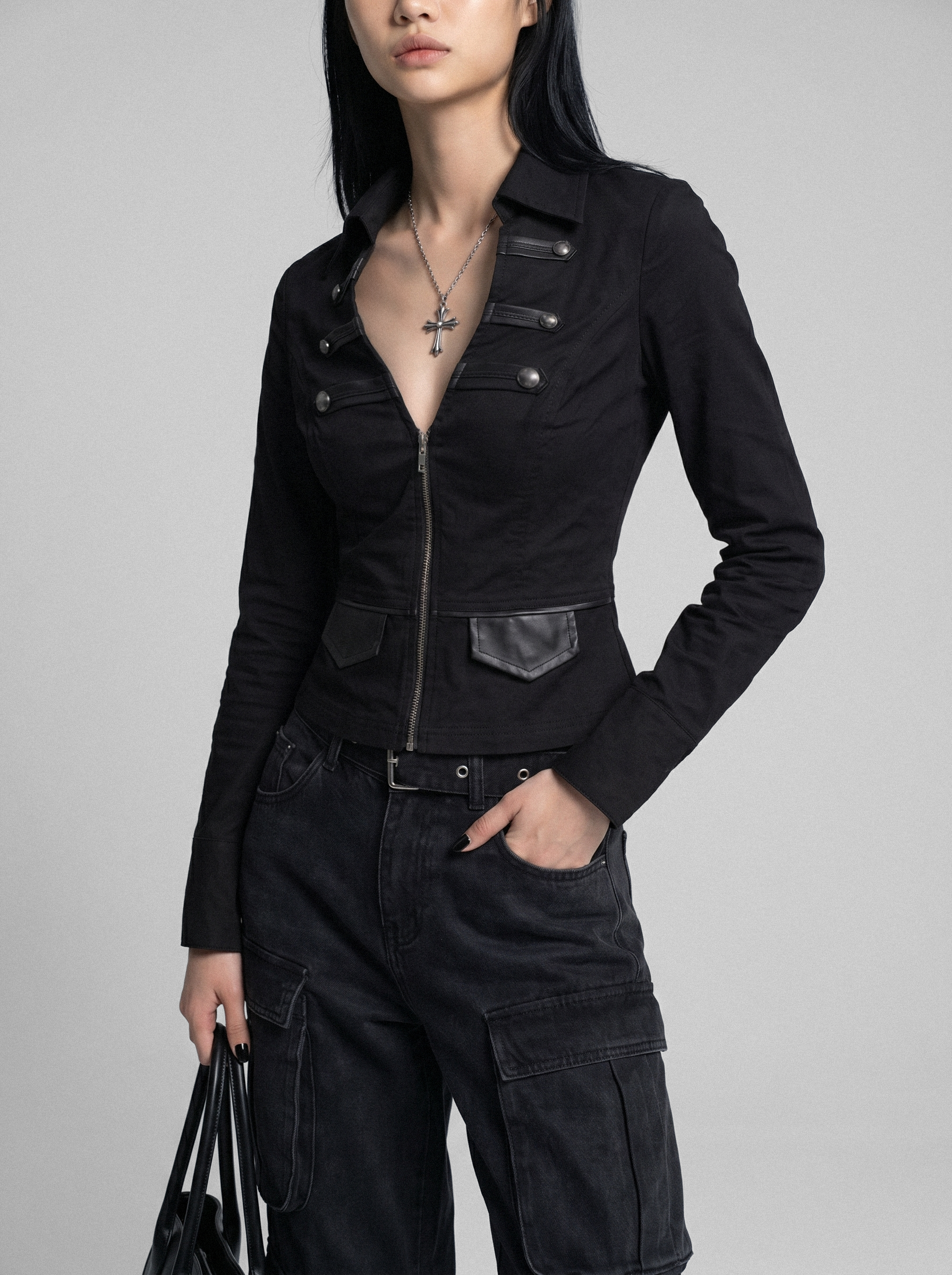 DOUBLE ZIP MOTO BLOUSE