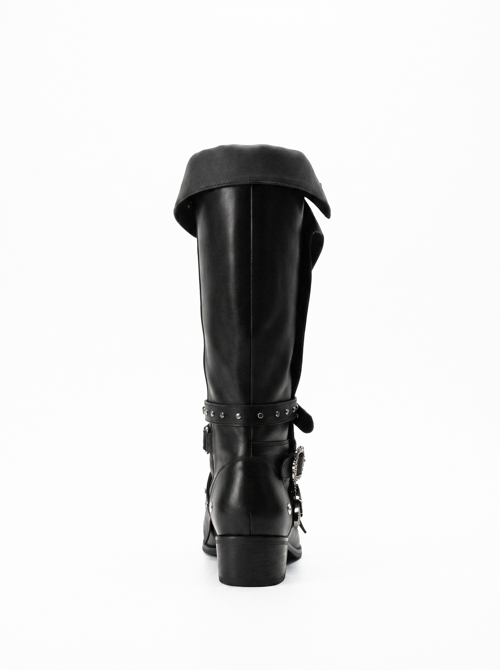 Buckle Strap Foldover Knight Boots - side view