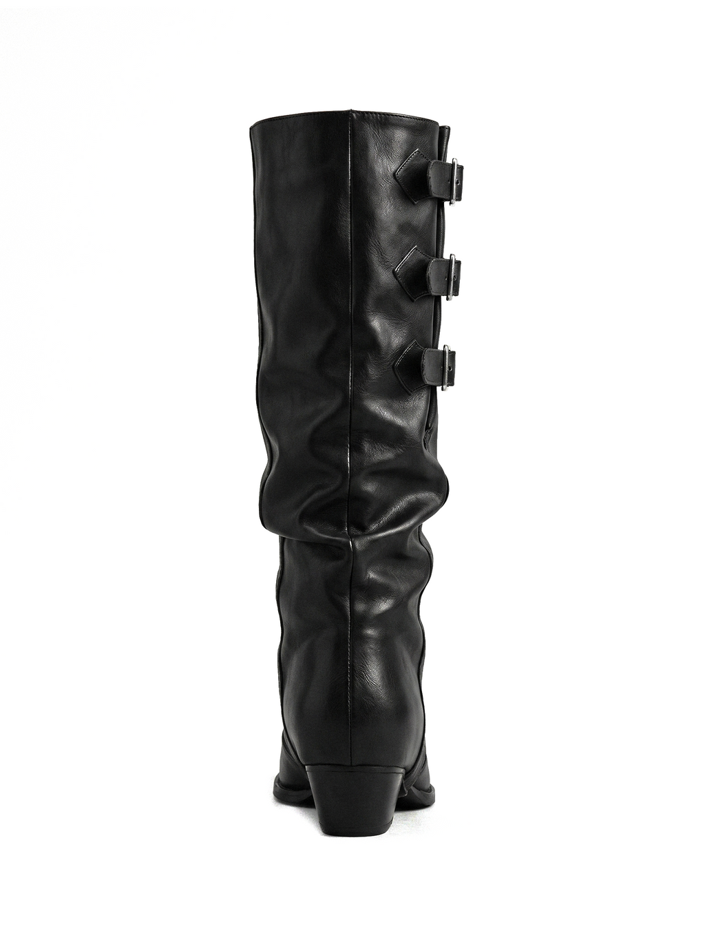 Buckle Cuff Slouch Knee Boots - side view