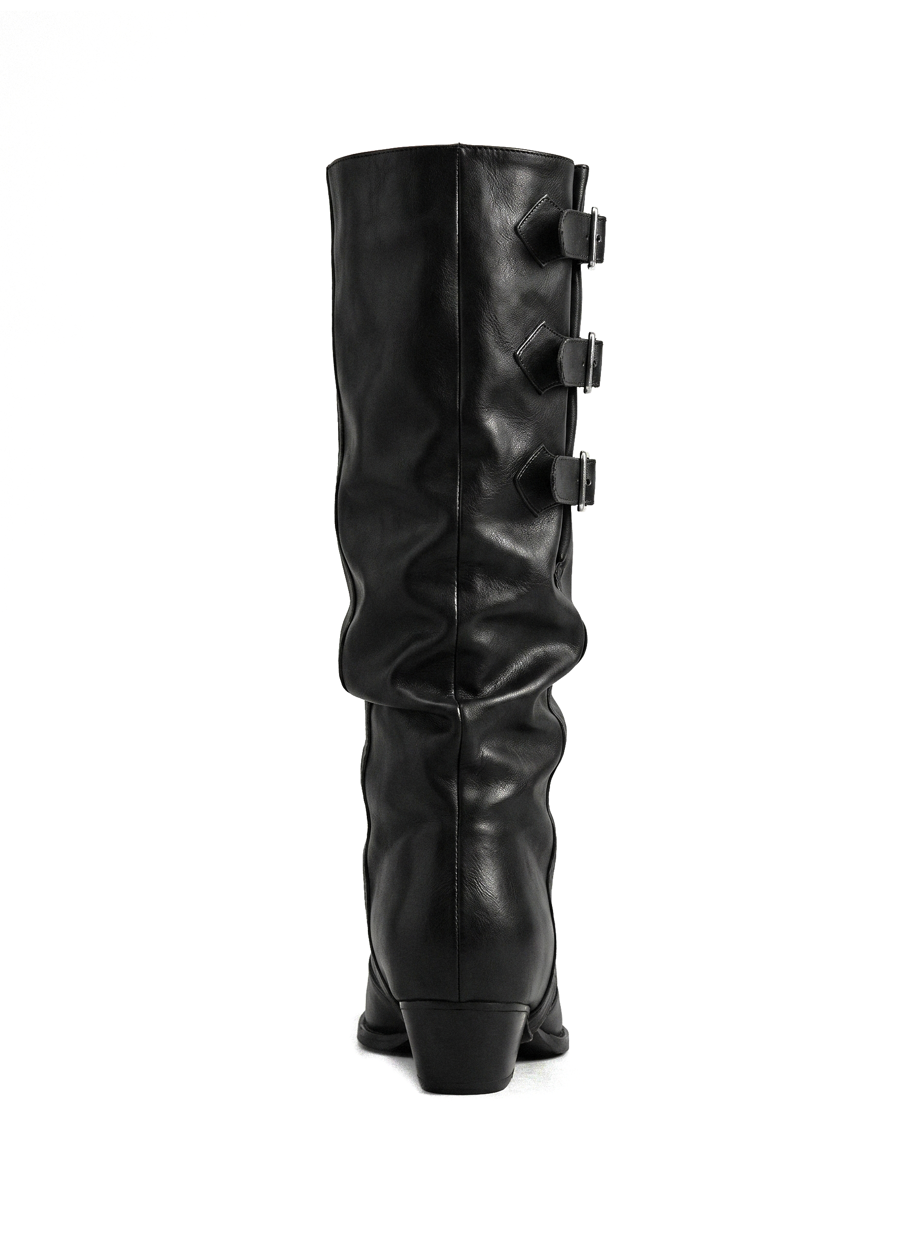 Buckle Cuff Slouch Knee Boots - side view