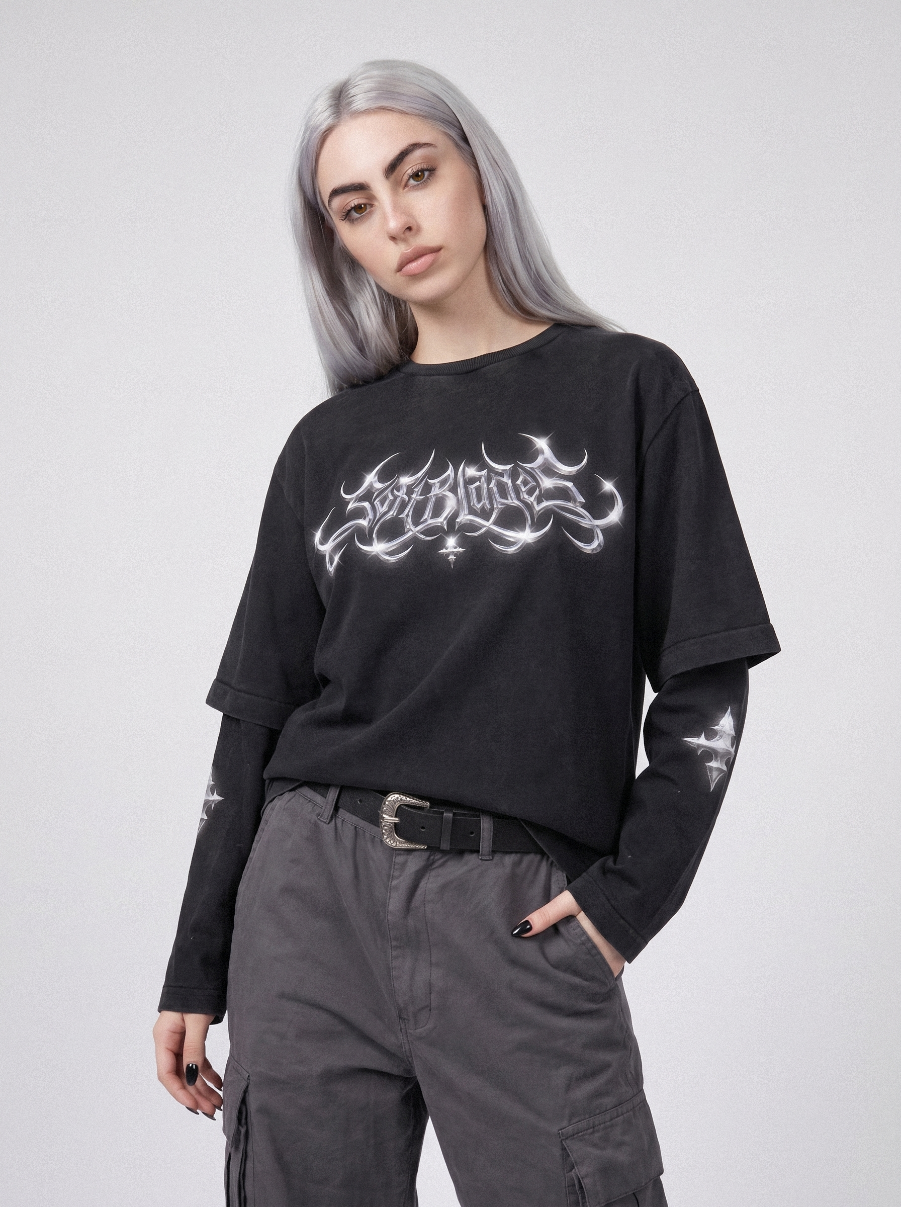 SOFTBLADES LAYERED CHROME LOGO TEE