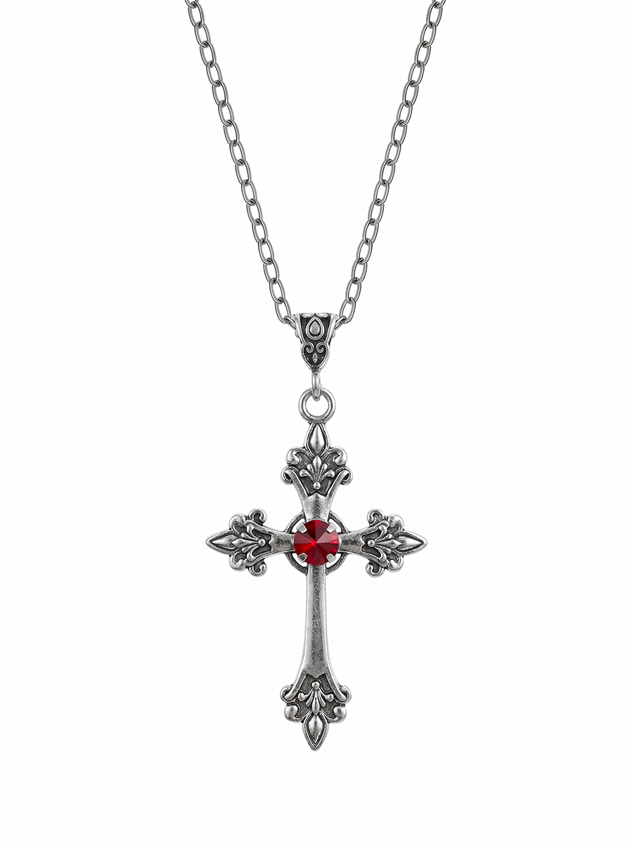 GEM GOTHIC CROSS NECKLACE
