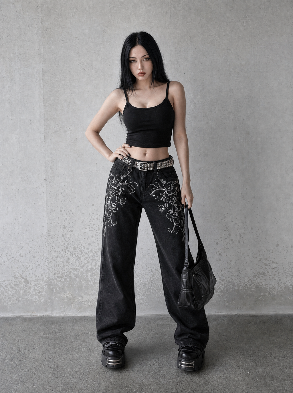WINGED CROSS BAGGY JEANS
