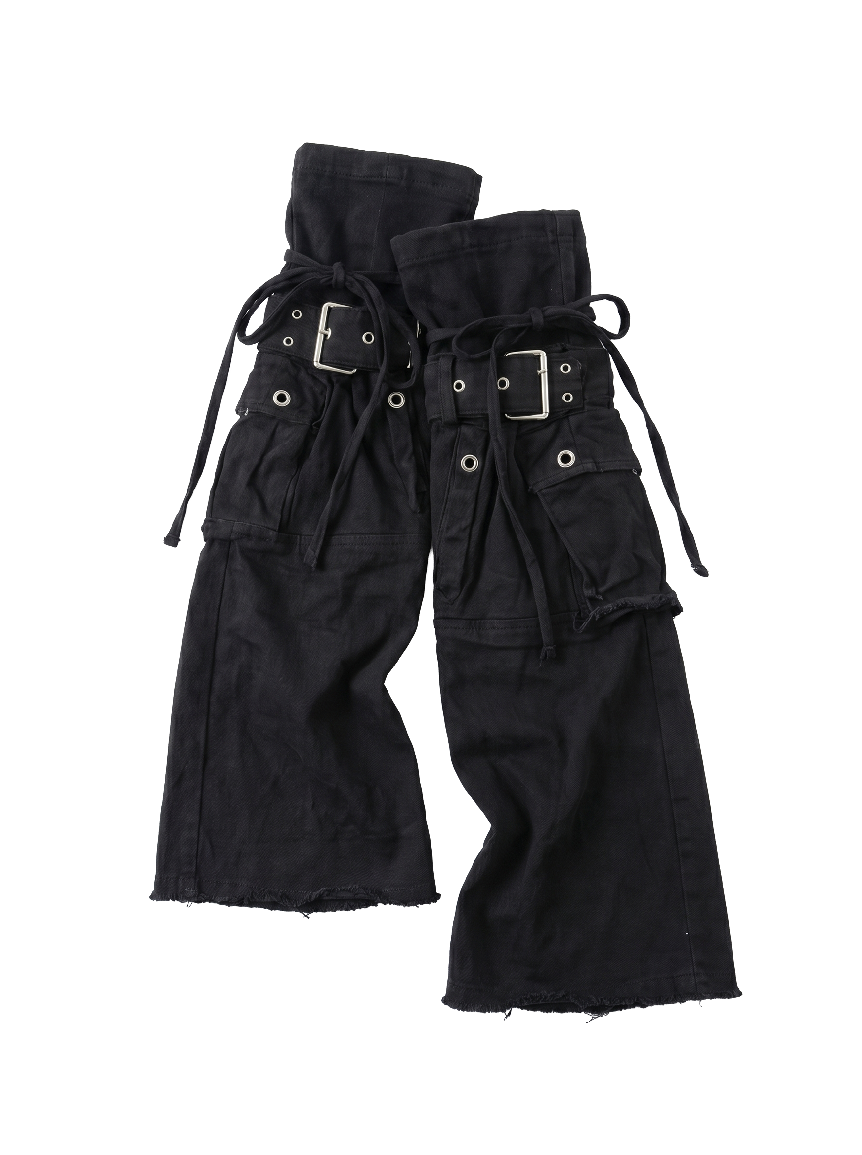 BUCKLED DENIM FLARE LEG WARMERS