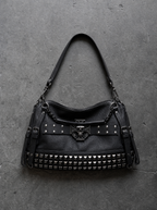 SKULL CROSS STUDDED HOBO