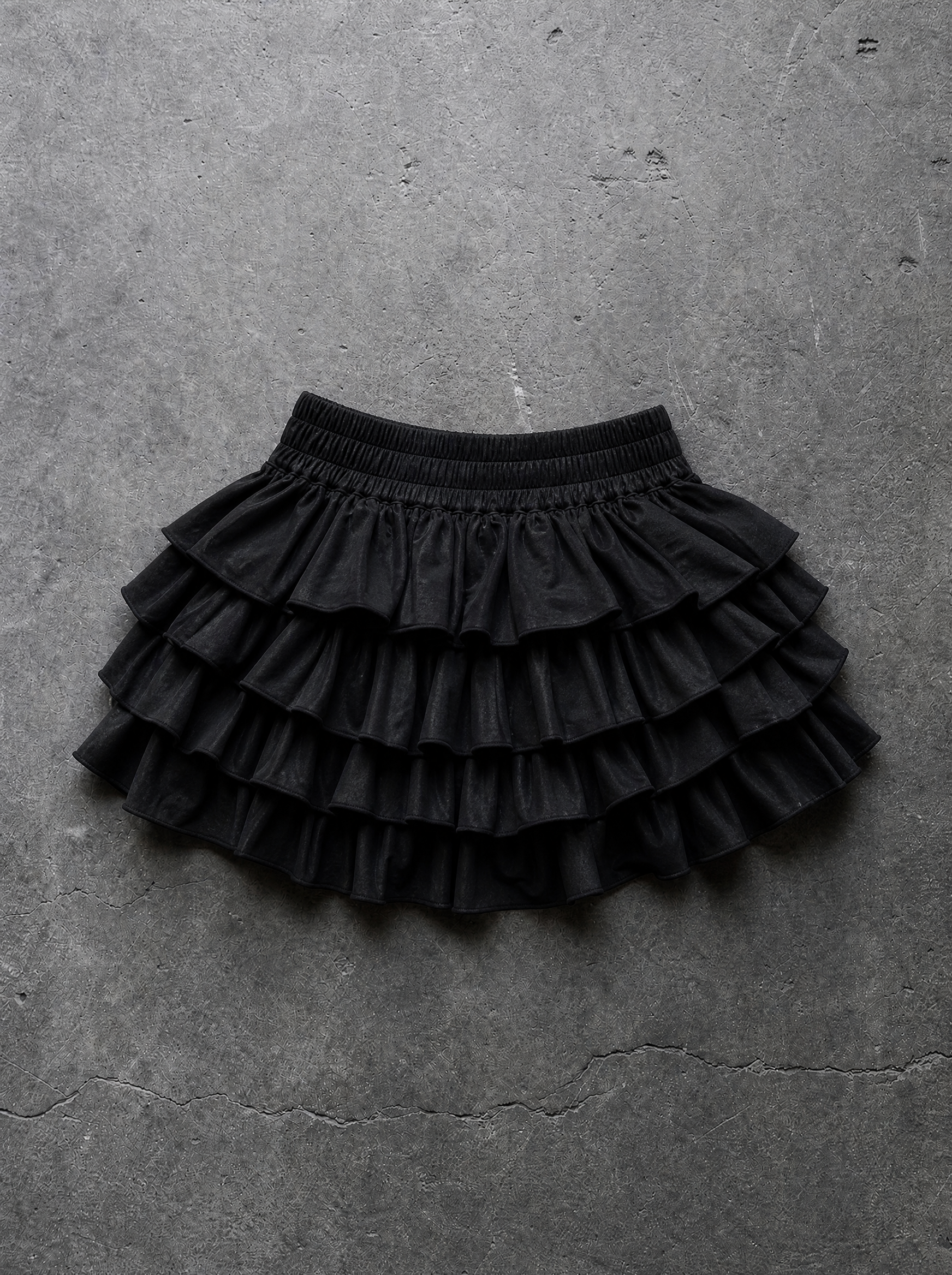 CROSS CHARM TIERED MINI SKIRT