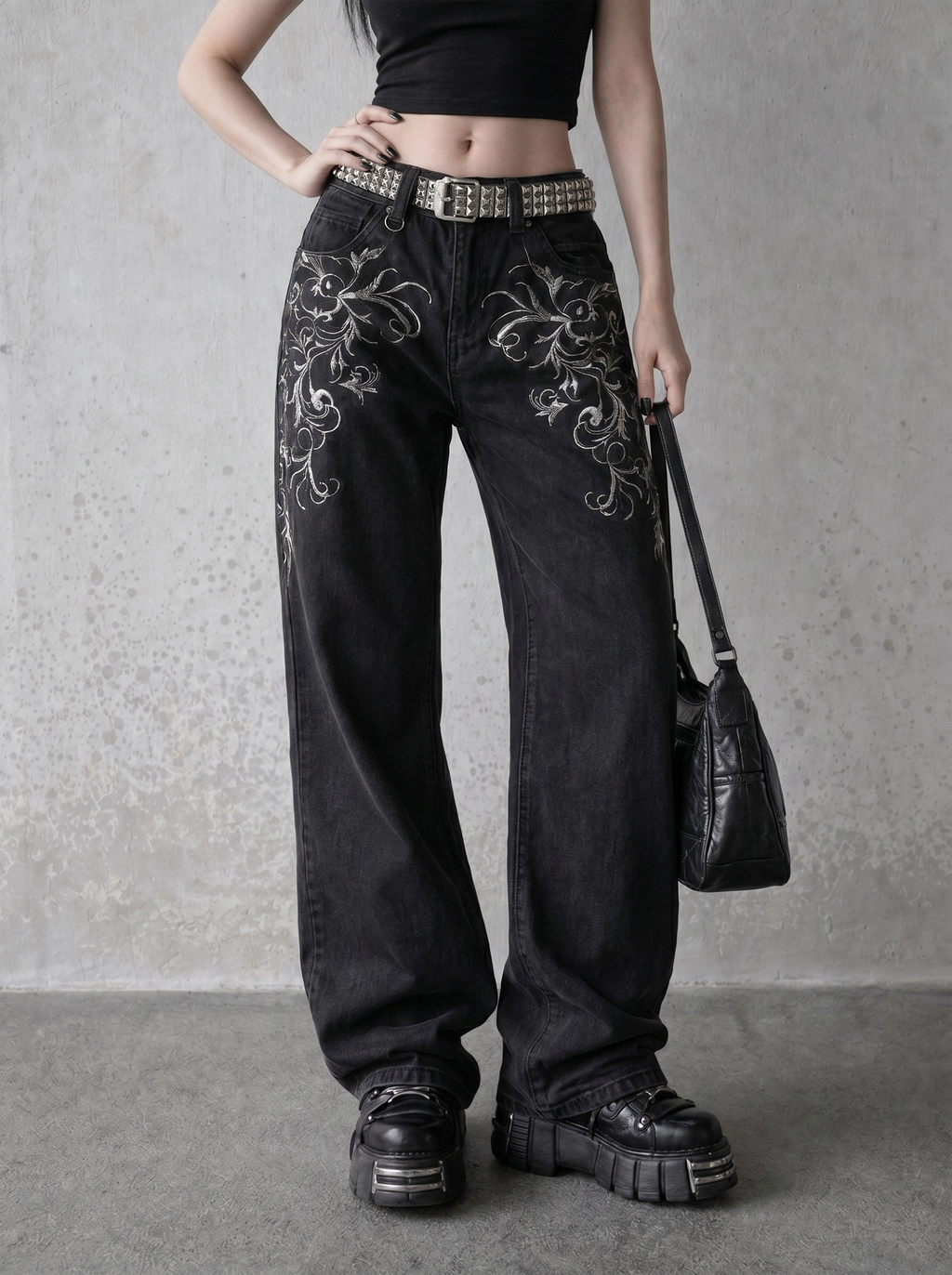 WINGED CROSS BAGGY JEANS
