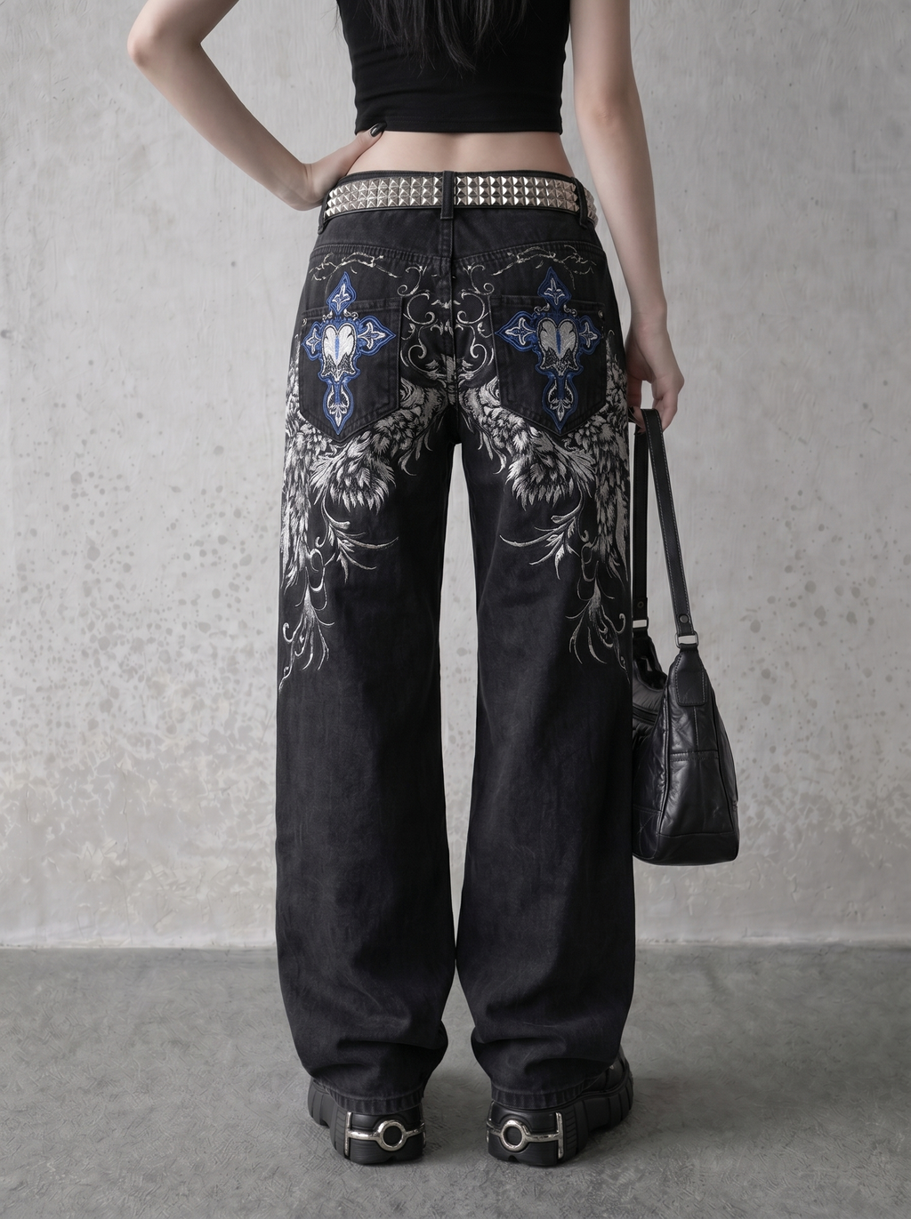 WINGED CROSS BAGGY JEANS