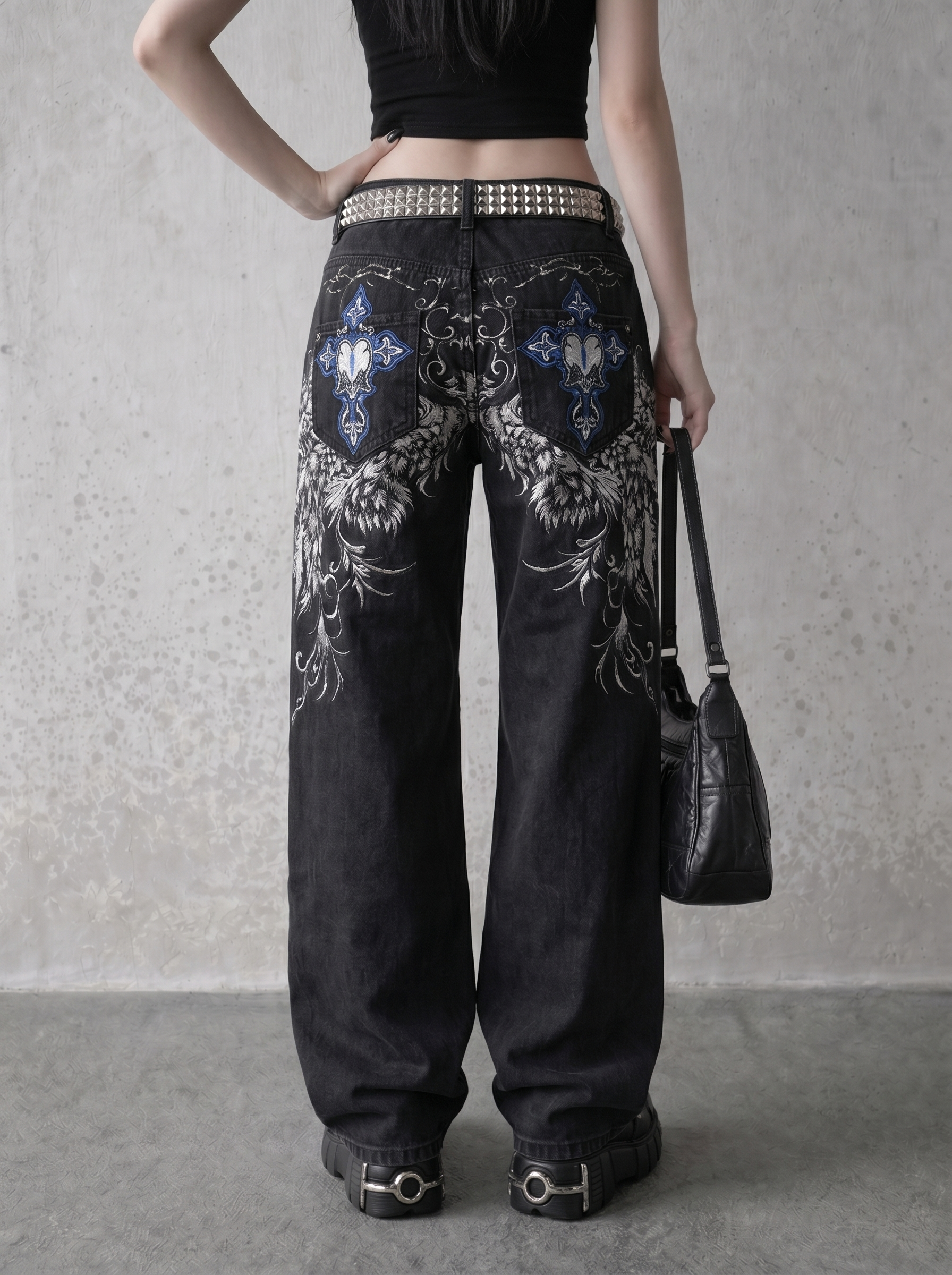 WINGED CROSS BAGGY JEANS