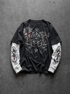GOTHIC CROSS LAYERED LONGSLEEVE